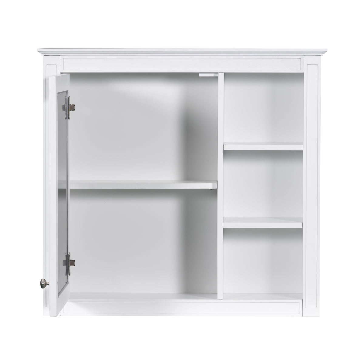 30'' X 28'' Medicine Cabinet, Wall Mounted Bathroom Storage Cabinet, Modern Bathroom Wall Cabinet With Mirror,Medicine Cabinet, Mirror Cabinet With 3 Open Shelves Not Include Bathroom Vanity White 1 5 Mirror Included Bathroom Wall Mounted Mdf Glass