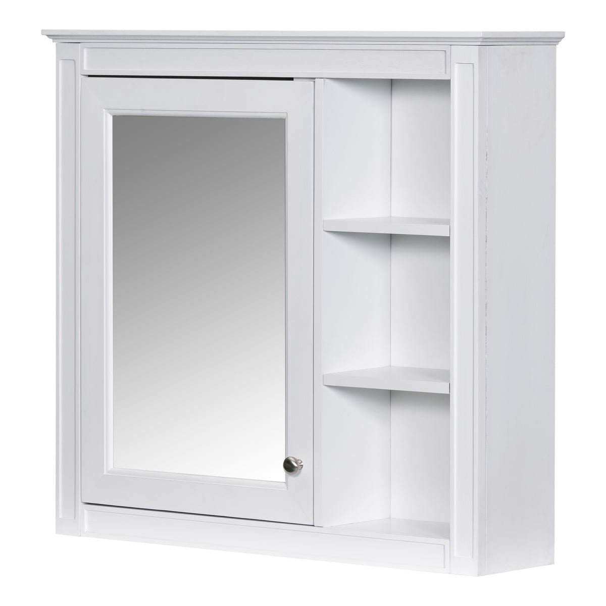 30'' X 28'' Medicine Cabinet, Wall Mounted Bathroom Storage Cabinet, Modern Bathroom Wall Cabinet With Mirror,Medicine Cabinet, Mirror Cabinet With 3 Open Shelves Not Include Bathroom Vanity White 1 5 Mirror Included Bathroom Wall Mounted Mdf Glass