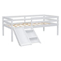 Twin Low Loft Bed With Slide, Ladder, Safety Guardrails, No Box Spring Needed,White Twin White American Design Pine
