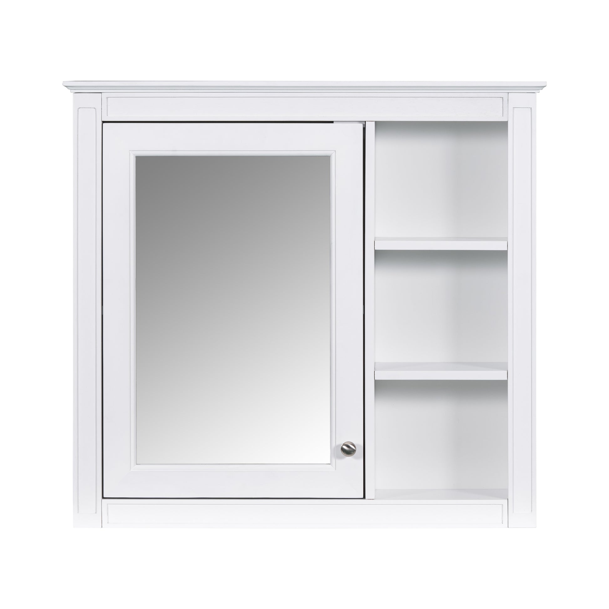 30'' Bathroom Vanity With Top Sink, Modern Bathroom Storage Cabinet With 2 Drawers And A Tip Out Drawer, Freestanding Vanity Set With Mirror Cabinet, Single Sink Bathroom Vanity White Bathroom Solid