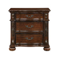 Classic Traditional Nightstand Of 3 Drawers Cherry Finish Carving Wooden Bedroom Furniture 1Pc Cherry 3 Drawers Bedroom Drawer Storage American Traditional,Traditional Wood