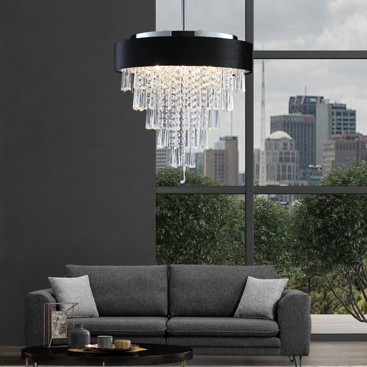 Modern Crystal Chandelier For Living Room Round Cristal Lamp Luxury Home Decor Light Fixture Transparent Modern Crystal