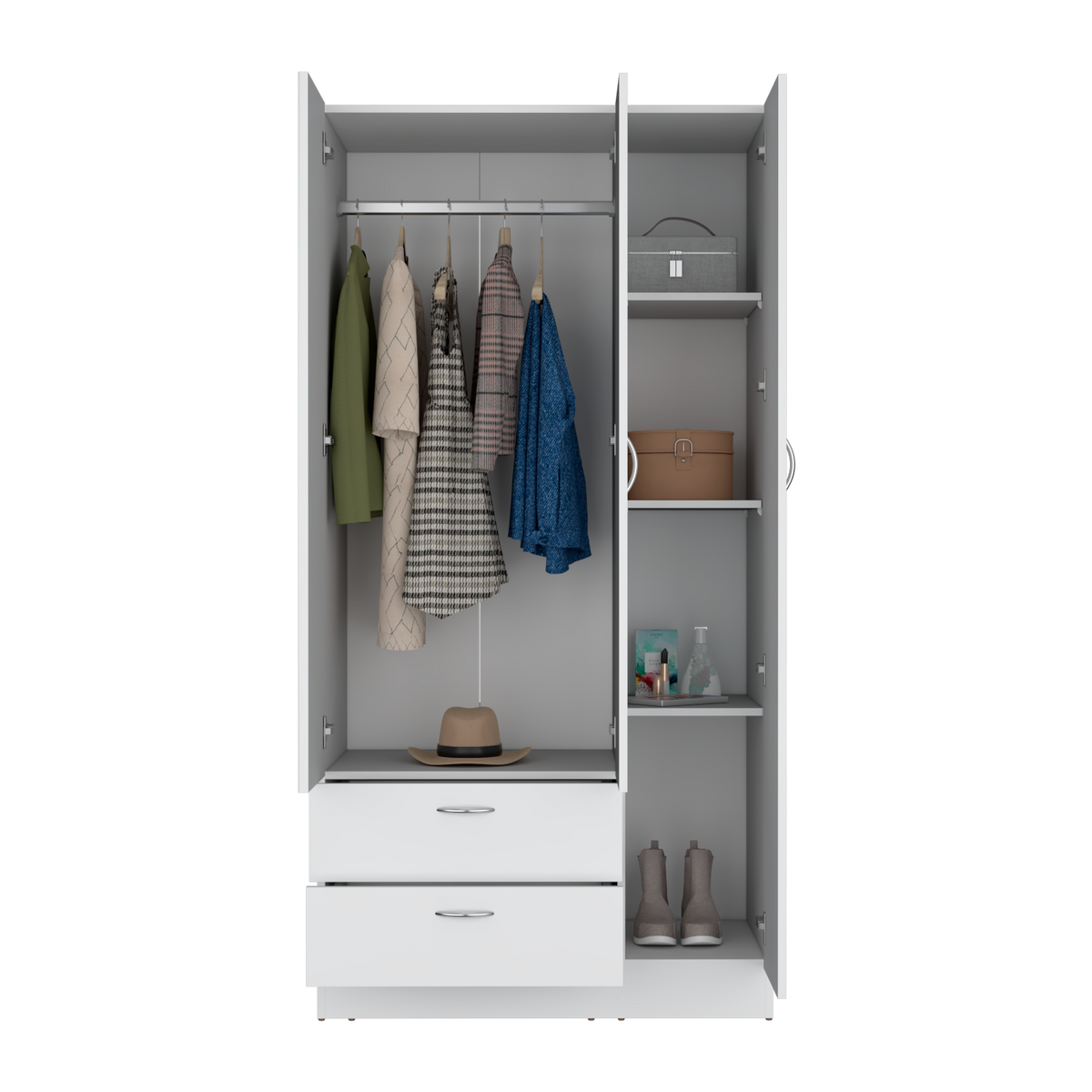 Armoire Haddam, Bedroom, White White Particle Board Engineered Wood