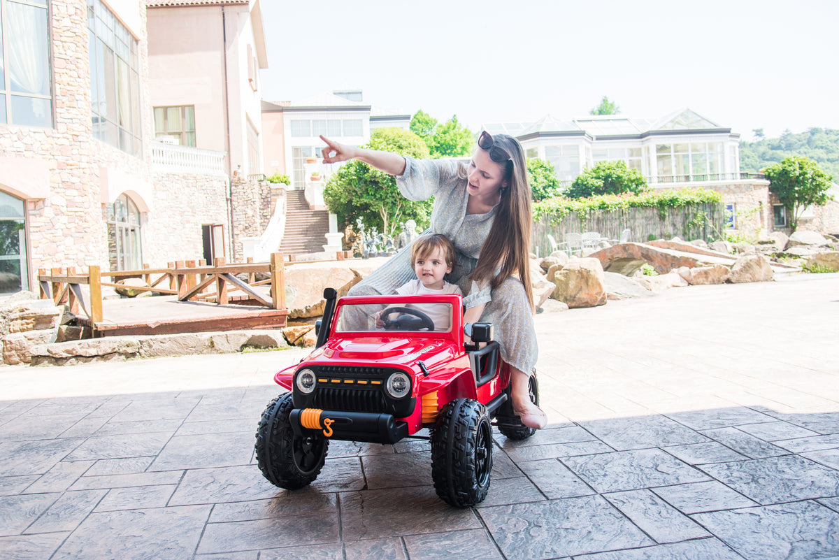 Ride On Car 24V Car For Kids & Parents, Battery Powered Toy Car With Remote Control, Bluetooth,Front Back Button,Safety Belt Red Abs Steel Q235 3 To 4 Years Plastic Indoor & Outdoor Use
