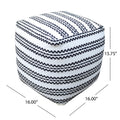 Lani Handcrafted Fabric Pouf, Natural With Black Natural Black Fabric