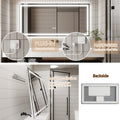 Led Bathroom Mirror, 28X60 Inch Bathroom Vanity Mirrors With Lights, Mirrors For Wall With Smart Touch Button, Anti Fog, Memory Function, Stepless Dimmable Makeup Mirror Horizontal Vertical White Aluminium