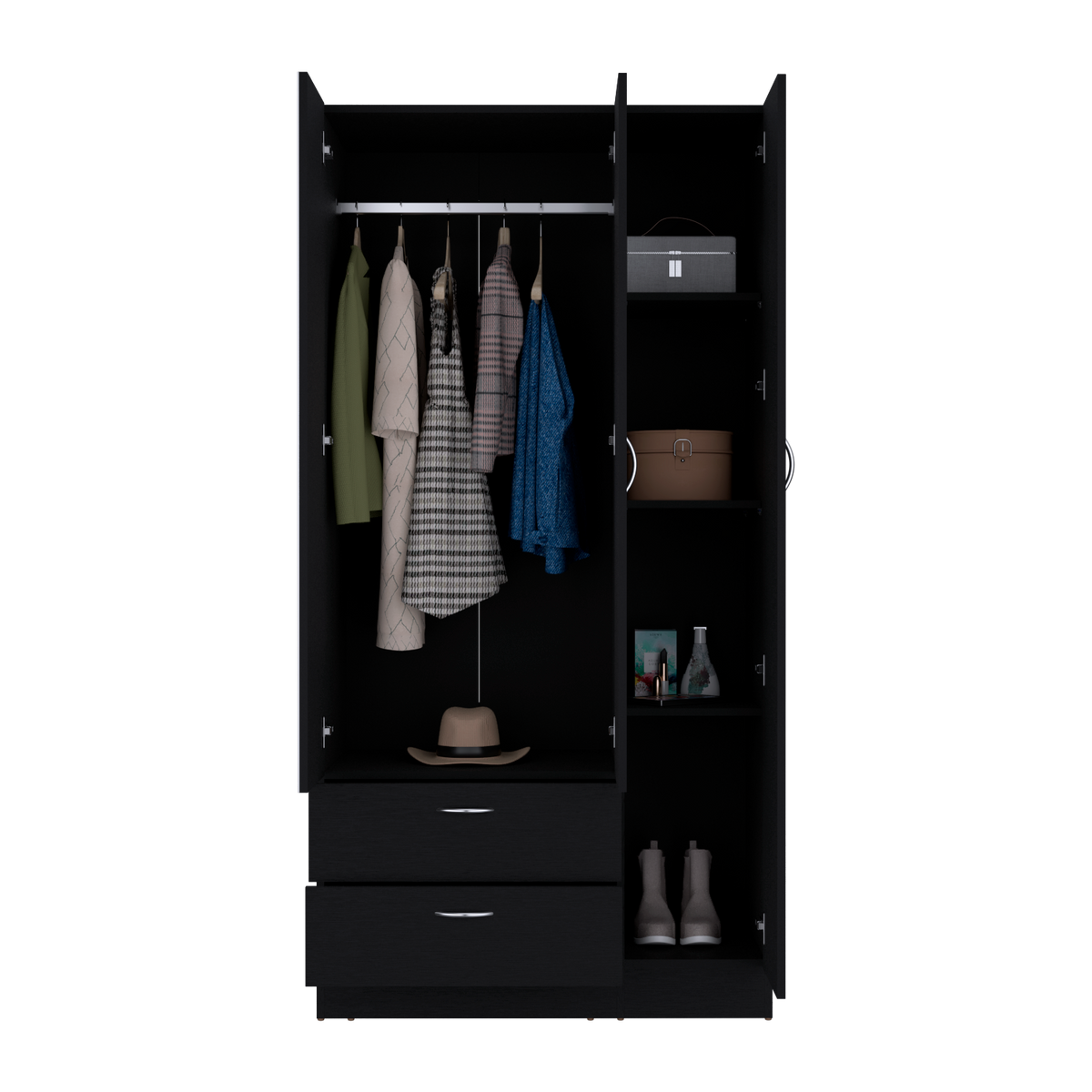 Armoire Haddam, Bedroom, Black Black Particle Board Engineered Wood