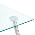 Modern Simple Rectangular Glass Dining Table, Solid Tempered Glass Tabletop, Electroplated Table Legs, Light Yellow Pu Dining Chair Set, Suitable For Restaurant Kitchen Use Set Of 7 Upholstered Chair Glass Light Yellow Seats 6 Metal Rectangular Dining