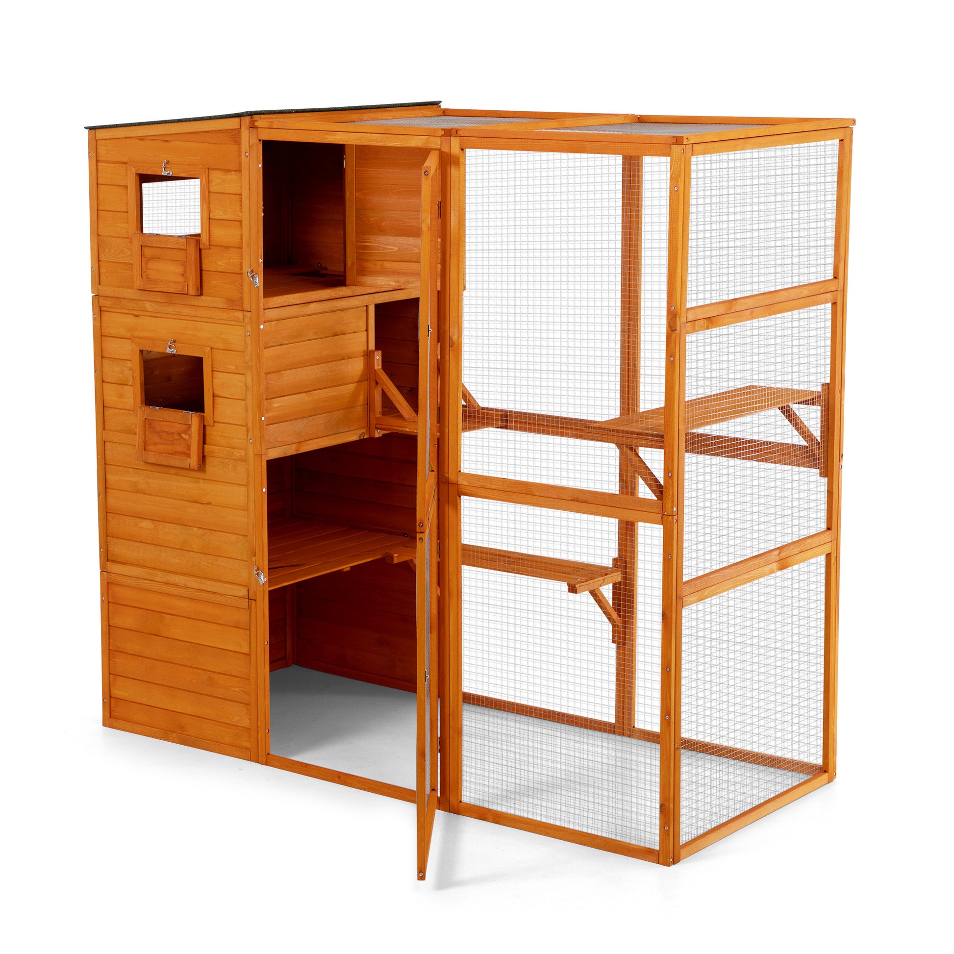 Large Cat Villa.Pet Orange Orange Metal & Wood