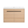 Oak 30 Inch Bathroom Vanity With Resin Countertop Sink, 2 Doors Bathroom Cabinet Set Oak Bathroom American Design Engineered Wood
