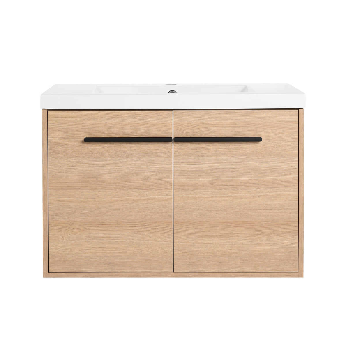 Oak 30 Inch Bathroom Vanity With Resin Countertop Sink, 2 Doors Bathroom Cabinet Set Oak Bathroom American Design Engineered Wood