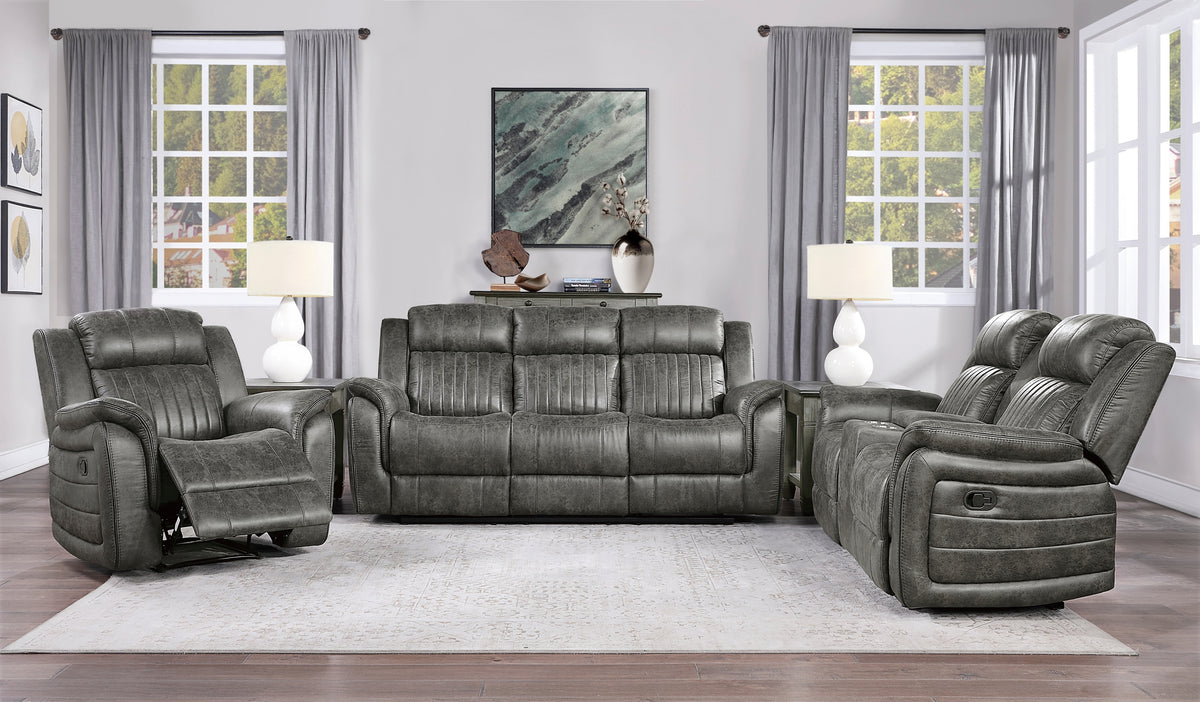 Classic Brownish Gray 1Pc Reclining Chair Plush Comfort Pillow Top Arms Vertical Tufting Solid Wood Transitional Living Room Furniture Gray Primary Living Space Classic,Transitional Wood