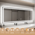 Led Bathroom Mirror, 32X84 Inch Bathroom Vanity Mirrors With Lights, Mirrors For Wall With Smart Touch Button, Anti Fog, Memory Function, Stepless Dimmable Makeup Mirror Horizontal Vertical White Aluminium