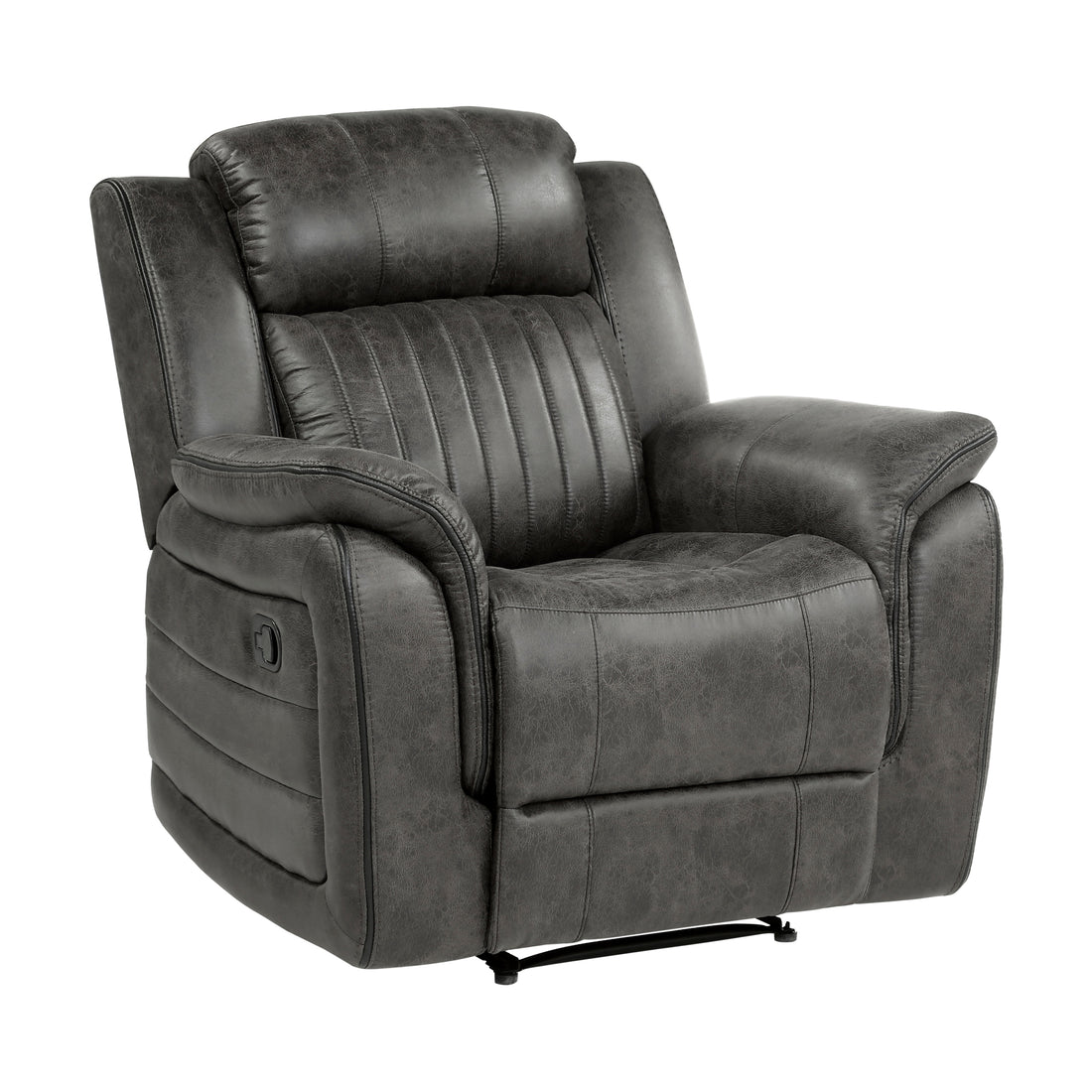Classic Brownish Gray 1Pc Reclining Chair Plush Comfort Pillow Top Arms Vertical Tufting Solid Wood Transitional Living Room Furniture Gray Primary Living Space Classic,Transitional Wood
