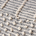 Diamond Large Handcrafted Faux Yarn Pouf, Ivory And Grey Ivory Grey Fabric