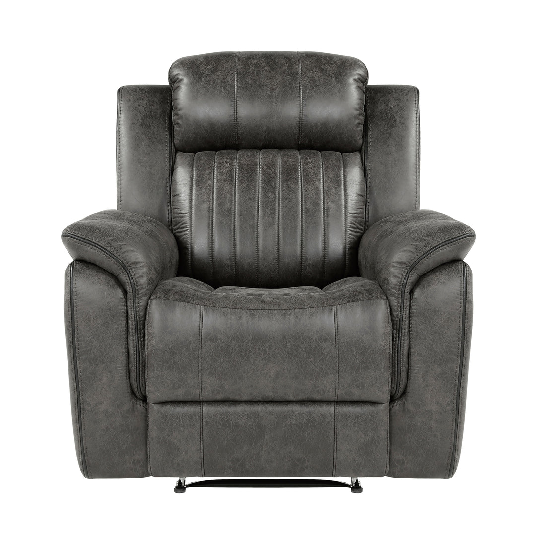 Classic Brownish Gray 1Pc Reclining Chair Plush Comfort Pillow Top Arms Vertical Tufting Solid Wood Transitional Living Room Furniture Gray Primary Living Space Classic,Transitional Wood