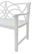 Outdoor Garden Patio Bench,Iron Metal Steel Frame Park Bench With Backrest And Armrest, Slatted Seat For Park, Yard & Porch, Balcony, Accommodates 2 3 People,White White Modern Metal