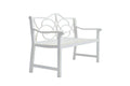 Outdoor Garden Patio Bench,Iron Metal Steel Frame Park Bench With Backrest And Armrest, Slatted Seat For Park, Yard & Porch, Balcony, Accommodates 2 3 People,White White Modern Metal