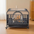 46In Heavy Duty Dog Crate, Furniture Style Dog Crate With Removable Trays And Wheels For High Anxiety Dogs Grey Abs Abs