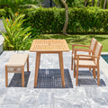 Mauricio 4 Piece Acacia Wood Dining Set With Stacking Chair Natural & Light Brown Acacia Wood