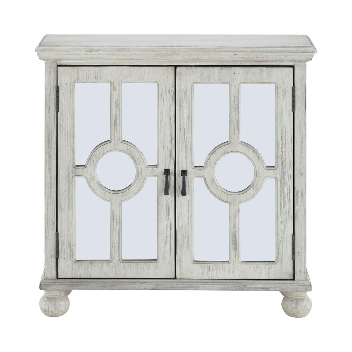 Classic Storage Cabinet Antique White 1Pc Modern Traditional Accent Chest With Mirror Doors Pendant Pulls Wooden Furniture Living Room Bedroom Accent Chests 1 2 Shelves Antique Antique White Primary Living Space Modern,Traditional Wood