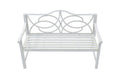 Outdoor Garden Patio Bench,Iron Metal Steel Frame Park Bench With Backrest And Armrest, Slatted Seat For Park, Yard & Porch, Balcony, Accommodates 2 3 People,White White Modern Metal