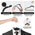 Velvet Hangers 70 Pack, Non Slip Clothes Hangers With Shoulder Notches, 360 Swivel Hooks, Heavy Duty Coat Suit Hangers For Closet Space Saving, Black Black Velvet