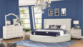 Modern Style King 4Pc Bedroom Set With Usb Ports & Made With Wood In Cream Box Spring Not Required King Cream Wood 4 Piece Set Bedroom Bed Included,Dresser Included,Mirror Included,Nightstand