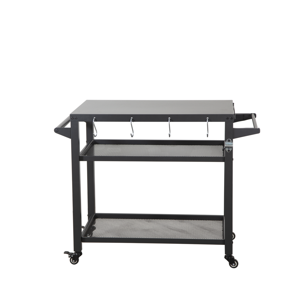 3 Shelf Outdoor Grill Table, Grill Cart Outdoor With Wheels, Pizza Oven Table And Food Prep Table, Blackstone Table With Propane Tank Hook, Grill Stand For Blackstone Griddle For Outside Bbq Grey Steel