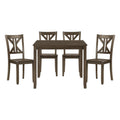 Charcoal Brown Finish 5Pc Dining Set Table And 4 Side Chairs X Back Design Kitchen Dining Furniture Wooden Transitional Breakfast Wood Wood Brown Mix Seats 4 Wood Dining Room 36 Inches Casual,Transitional 4 Leg Square Dining Table With Chair Wood