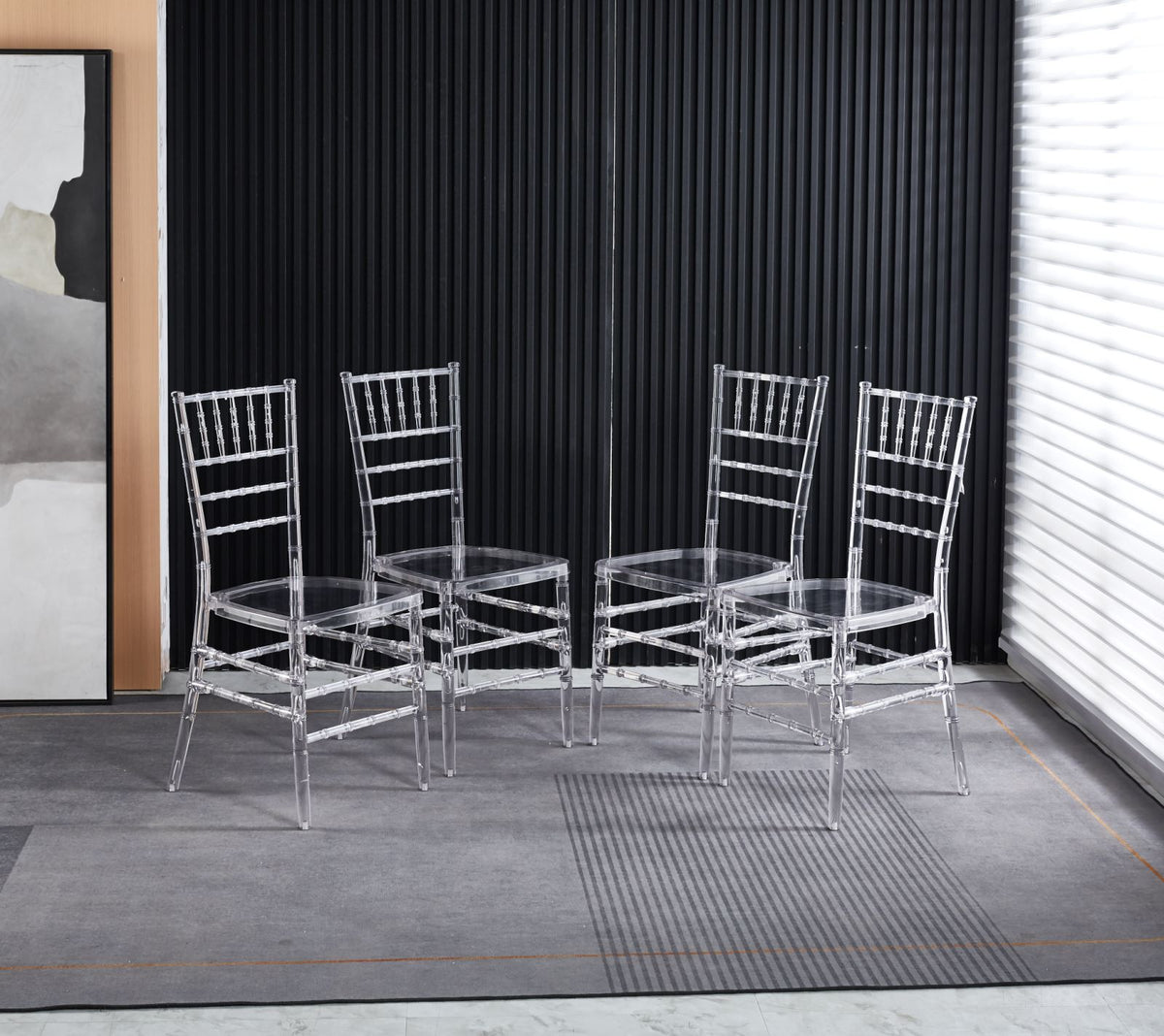 Welding Chair,Dining Chair,Set Of 4,Plastic Seat Transparent Plastic