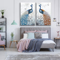 2 Panels Framed Elegant Peacock Canvas Wall Art Decor,2 Pieces Mordern Canvas Decoration Painting For Office,Dining Room,Living Room, Bedroom Decor Ready To Hang Rectangle Framed Multicolor Oversized 41In Canvas Animals