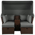 2 Seater Outdoor Patio Daybed Outdoor Double Daybed Outdoor Loveseat Sofa Set With Foldable Awning And Cushions For Garden, Balcony, Poolside, Grey Yes Grey Water Resistant Frame Water Resistant Cushion Garden & Outdoor Sectional Seating Groups Foam