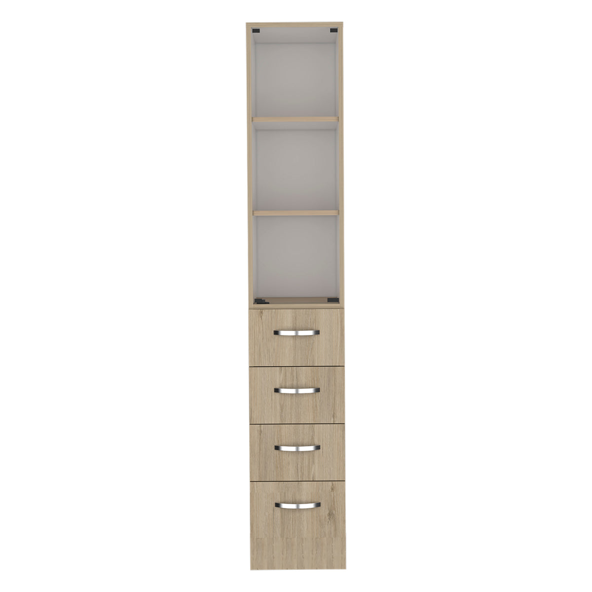 Vanguard Linen Cabinet, Three Shelves, Four Drawers Light Pine White 3 Multicolor 3 60 In & Above Bathroom Freestanding Modern Particle Board Particle Board