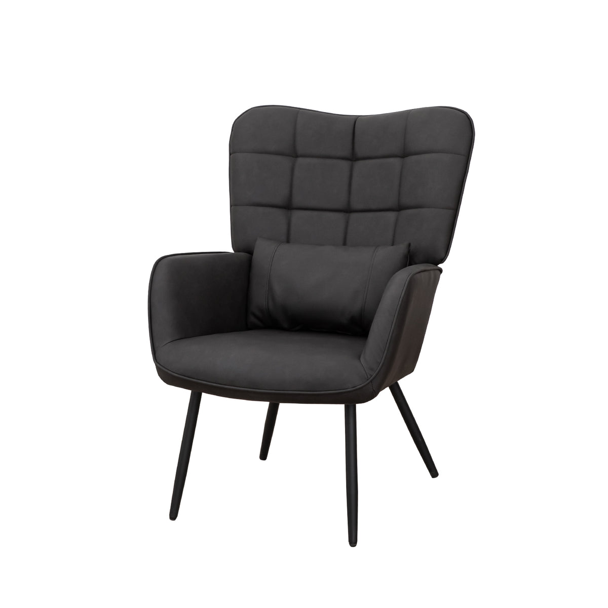 Leather Armchair, Modern Accent Chair High Back, Living Room Chairs With Metal Legs And Soft Padded, Sofa Chairs For Home Office,Bedroom,Dining Room Grey 1Pc Grey Bonded Leather