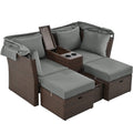 2 Seater Outdoor Patio Daybed Outdoor Double Daybed Outdoor Loveseat Sofa Set With Foldable Awning And Cushions For Garden, Balcony, Poolside, Grey Yes Grey Water Resistant Frame Water Resistant Cushion Garden & Outdoor Sectional Seating Groups Foam