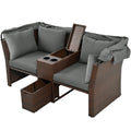 2 Seater Outdoor Patio Daybed Outdoor Double Daybed Outdoor Loveseat Sofa Set With Foldable Awning And Cushions For Garden, Balcony, Poolside, Grey Yes Grey Water Resistant Frame Water Resistant Cushion Garden & Outdoor Sectional Seating Groups Foam