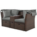 2 Seater Outdoor Patio Daybed Outdoor Double Daybed Outdoor Loveseat Sofa Set With Foldable Awning And Cushions For Garden, Balcony, Poolside, Grey Yes Grey Water Resistant Frame Water Resistant Cushion Garden & Outdoor Sectional Seating Groups Foam