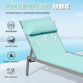 Patio Chaise Lounge Set Of 3, Aluminum Pool Lounge Chairs With Side Table, Outdoor Adjustable Recliner All Weather For Poolside, Beach, Yard, Balcony Lake Blue Lake Blue Aluminum