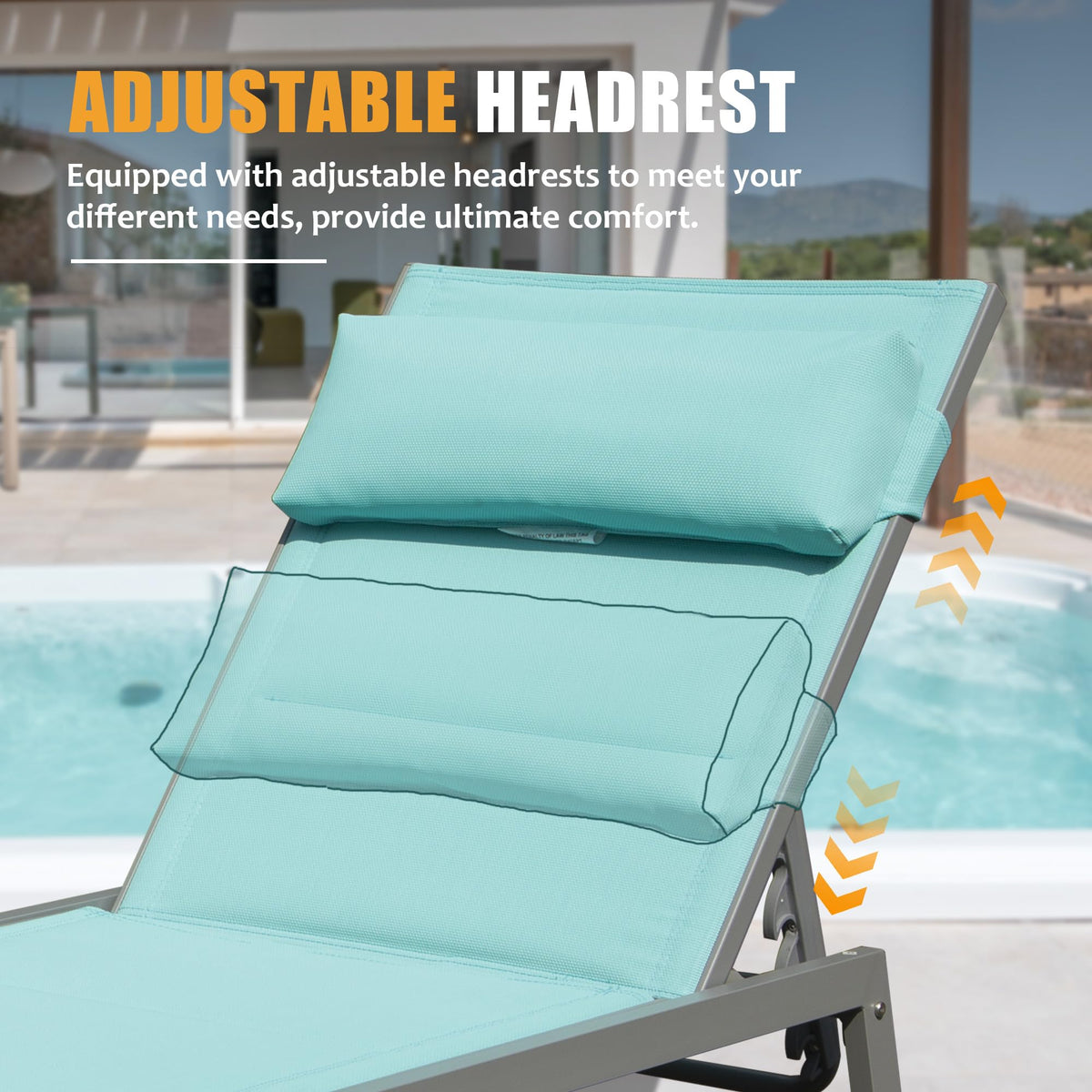 Outdoor Patio Chaise Lounge Set Of 3, Aluminum Pool Lounge Chairs With And Wheels, Textilene Padded Adjustable Recliner All Weather For Poolside, Beach, Yard, Balcony Lake Blue Lake Blue Aluminum