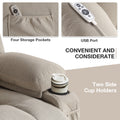 Power Lift Recliner Chair With Heat And Massage Electric Fabric Recliner Chair For Elderly With Side Pocket, Usb Charge Port, Remote Control For Living Room Beige A B Beige Velvet Metal Soft Heavy Duty Cotton Velvet