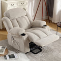 Power Lift Recliner Chair With Heat And Massage Electric Fabric Recliner Chair For Elderly With Side Pocket, Usb Charge Port, Remote Control For Living Room Beige A B Beige Velvet Metal Soft Heavy Duty Cotton Velvet