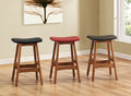 Solid Wood Walnut Finish Counter Height Stools Set Of 2 Dark Brown Faux Leather Seat Mid Century Modern Barstools Kitchen Dining Furniture Dark Brown Kitchen Mid Century Modern Solid Wood
