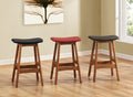 Solid Wood Walnut Finish Counter Height Stools Set Of 2 Red Faux Leather Seat Mid Century Modern Barstools Kitchen Dining Furniture Red Kitchen Mid Century Modern Solid Wood