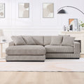 106.28Inch Sectional Couch Covers L Shaped Sofa Covers Chaise Lounge Cover 2 Pieces Sofa Cover Soft With 6Pcs Pillows For Living Room,Office. Light Brown Corduroy 4 Seat