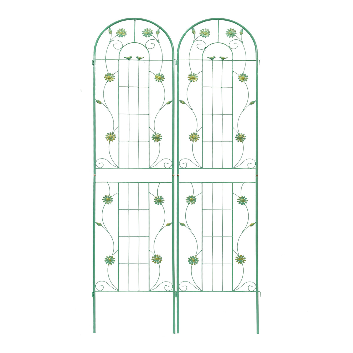 4 Pack Green Metal Garden Trellis For Climbing Plants Outdoor Rustproof Plant Support Rose Garden Fence Netting 86.7''H, T0052G 4 Green Iron