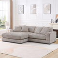 106.28Inch Sectional Couch Covers L Shaped Sofa Covers Chaise Lounge Cover 2 Pieces Sofa Cover Soft With 6Pcs Pillows For Living Room,Office. Light Brown Corduroy 4 Seat