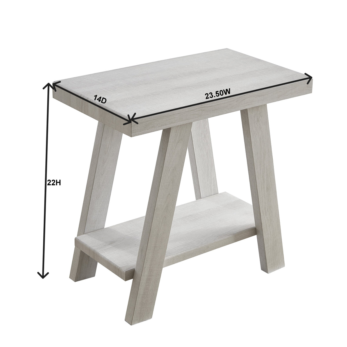 Athens Contemporary Wood Shelf Side Table In White Finish White Mdf