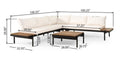 Theo 5 Seater Sectional Sofa Set With Cushions Cream Acacia Wood