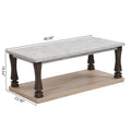 Rectangle Mid Century Coffee Table For Living Room, Wood Coffee Table With 2 Tier Storage Shelf, Square Center Table Wooden Accent Cocktail End Table For Home, Grey Tabletop Light Grey Natural Primary Living Space American Traditional,Antique Rectangular